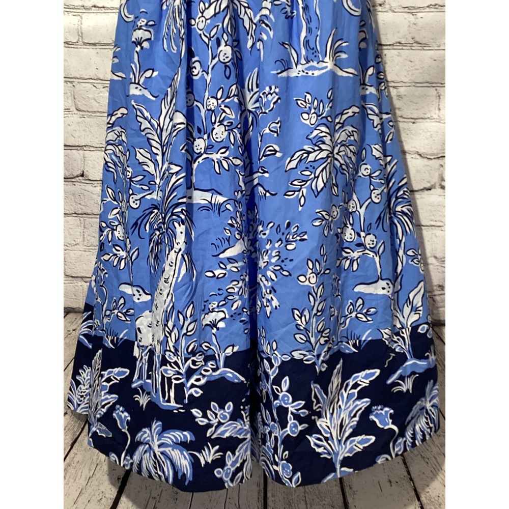 Lilly Pulitzer Kenni Midi Dress Sunwashed Blue Tall Tales Strapless Pockets 12 - Picture 6 of 11